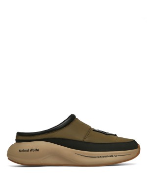 Férfi Naked Wolfe Tide Papucs Khaki Fekete | TCM8521KP