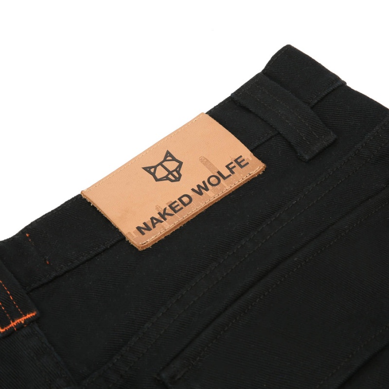 Férfi Naked Wolfe Baggy Pocket Cargo Logo Nadrág Fekete | CZM3865JC