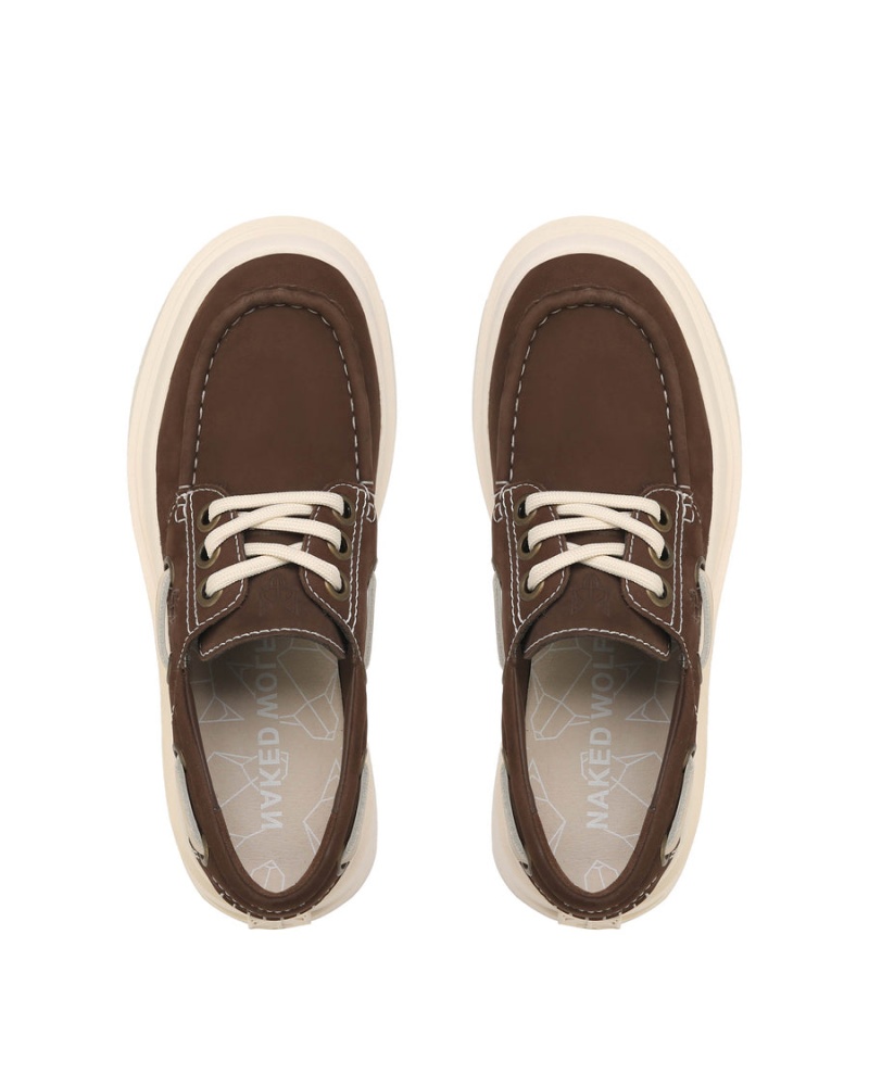 Férfi Naked Wolfe Dock Loafers Barna Fehér | NTM6933RE