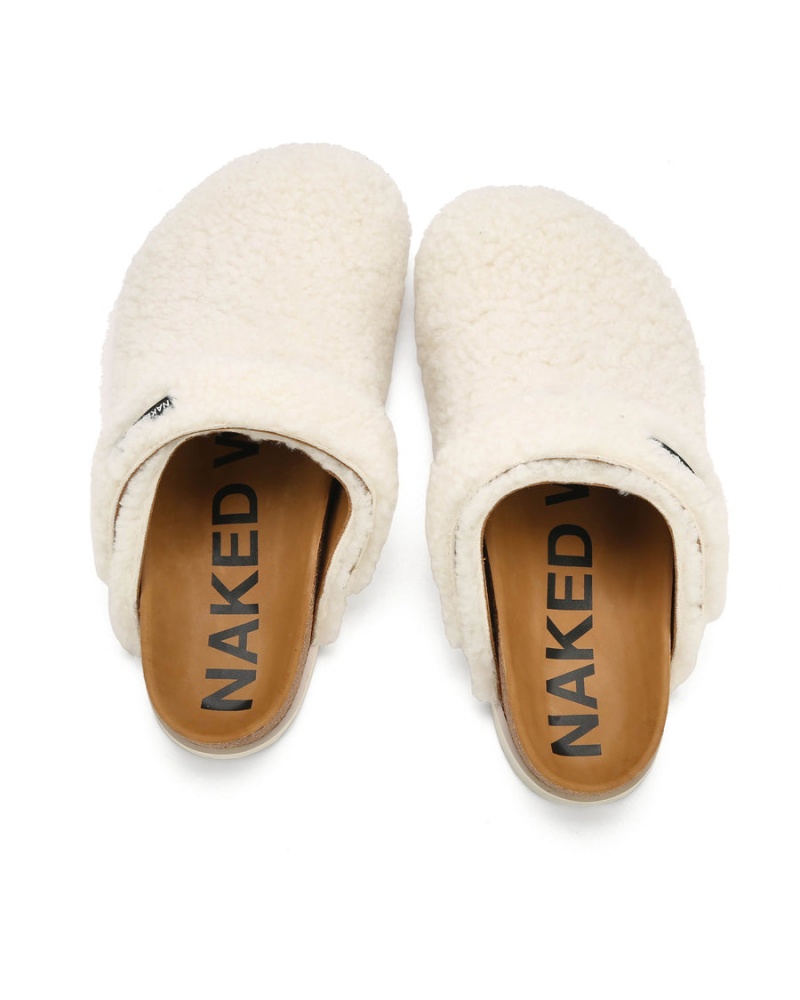 Férfi Naked Wolfe Malta Shearling Papucs Fehér Khaki | GDH510ER