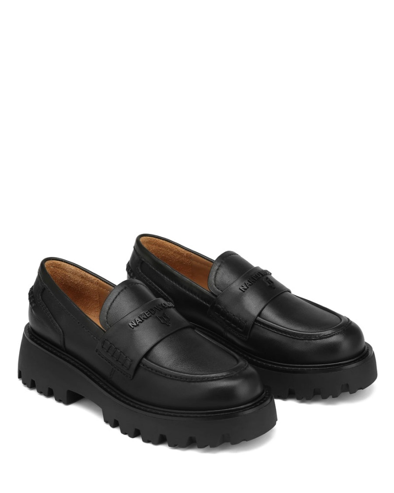 Női Naked Wolfe Flawed Bőr Loafers Fekete | HYK4682HW